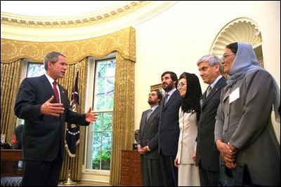 File:George W. Bush with ministers of Afghanistan in 2002.jpg