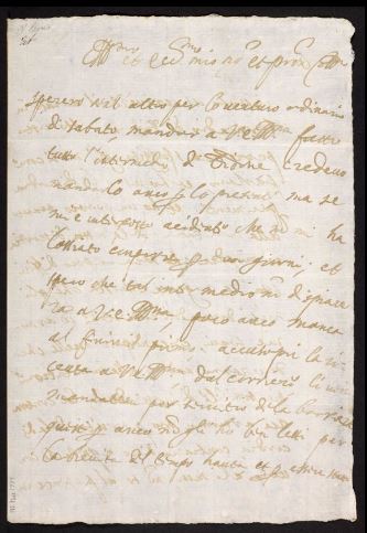 Letter from Monteverdi to Enzo Bentivoglio in Ferrara, 18 September 1627, (British Library, MS Mus. 1707), discussing the composer's intermezzo, Didone ed Enea[45]