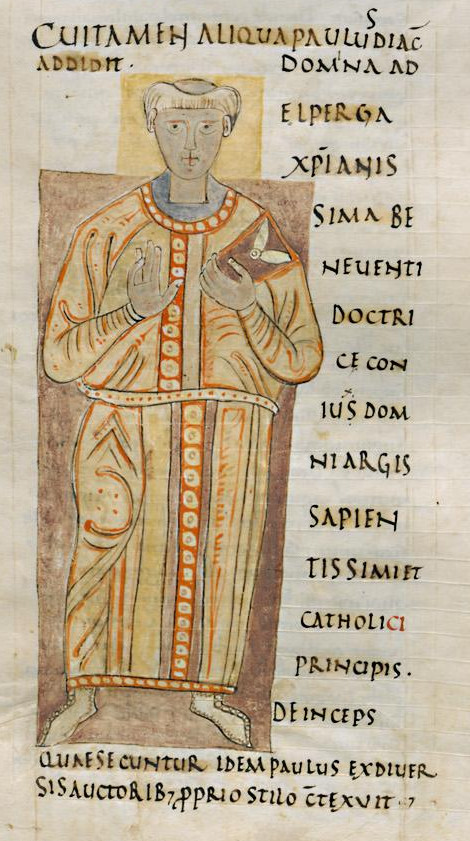 Portrait of Paulus Diaconus from a 10th-century manuscript ([[Laurentian Library