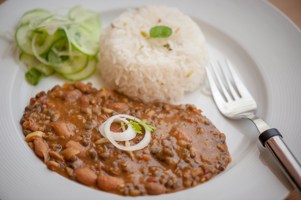 Dal Makhani Served with Rice 