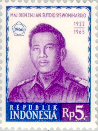 Siswomiharjo on a 1966 Indonesian stamp from the series "National heroes"