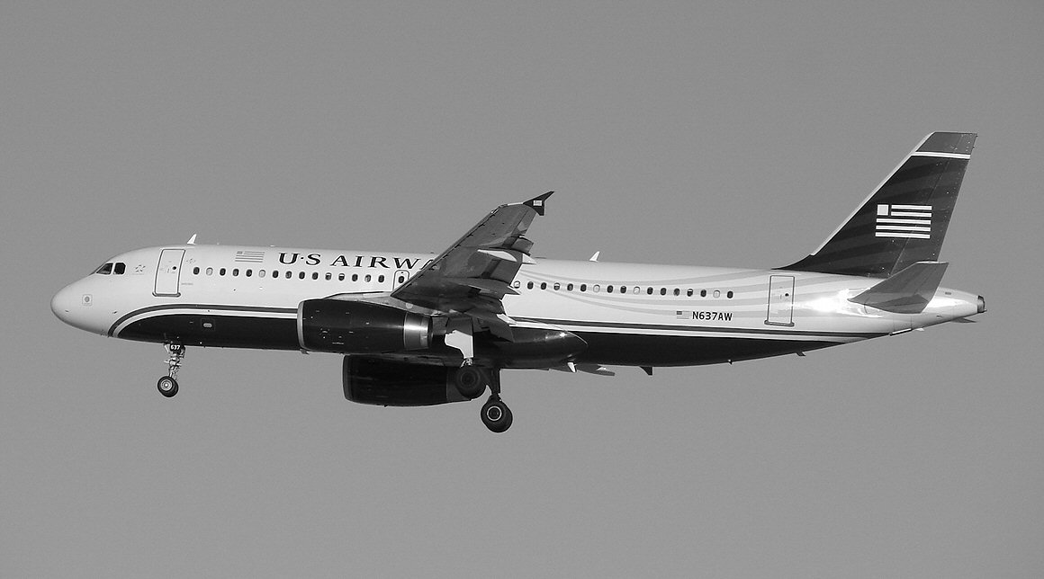 US Airways Airbus in greyscale (388262282).jpg