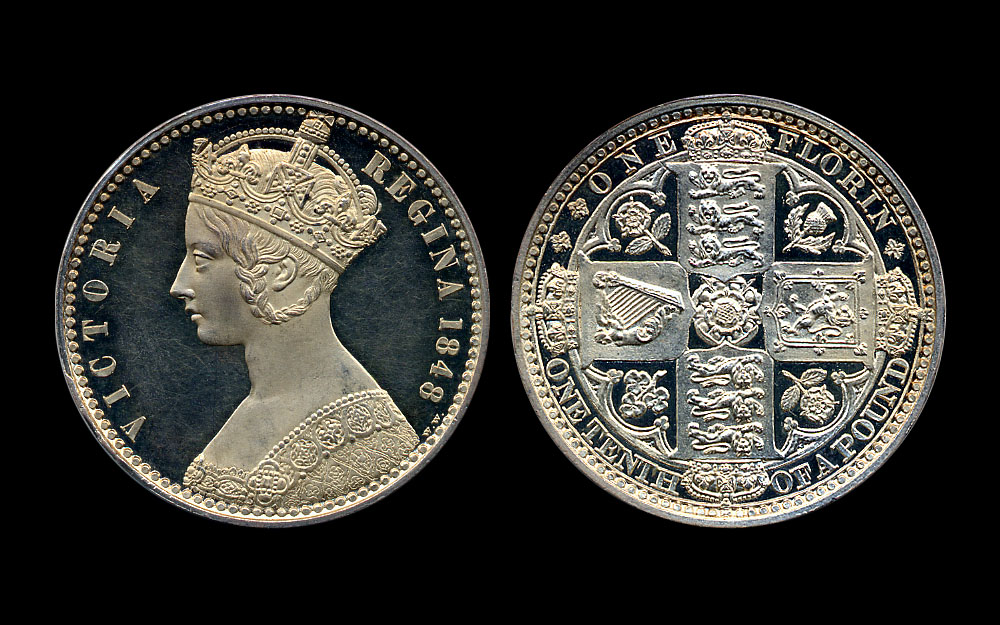 1849年 イギリス ヴィクトリア ゴッドレスフローリン 銀貨 - 旧貨幣/金貨/銀貨/記念硬貨