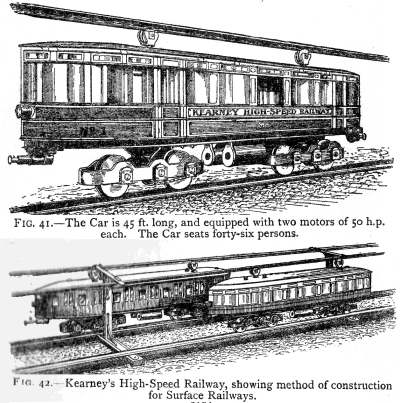 Sketches published in 1915 of Kearney's underground monorail system