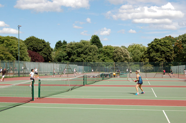 Looking east across the tennis courts, Regents Park - geograph.org.uk - 1407669