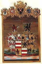 Arms of the Moro family, granted with the title of Ritter in 1820 RitterstandsDiplom - Moro 1820 - Wappen.jpg