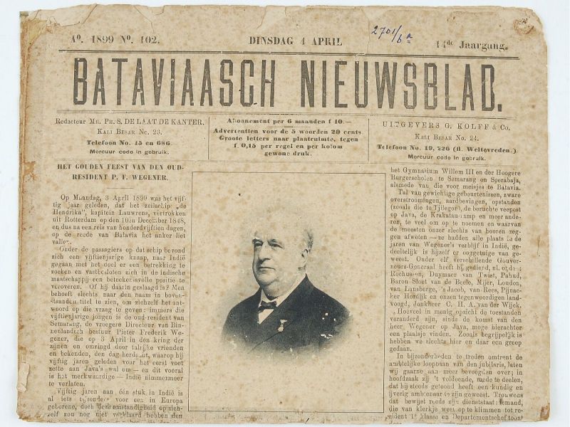 File:COLLECTIE TROPENMUSEUM Exemplaar van het Bataviaasch Nieuwsblad van dinsdag 4 april 1899 TMnr 2701-6a.jpg