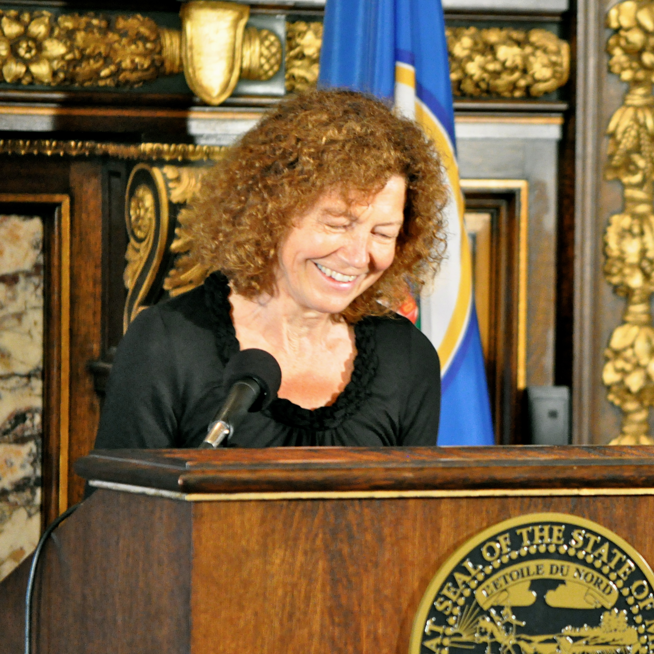 Sutphen speaking after her appointment as the Poet Laureate of Minnesota (2011)