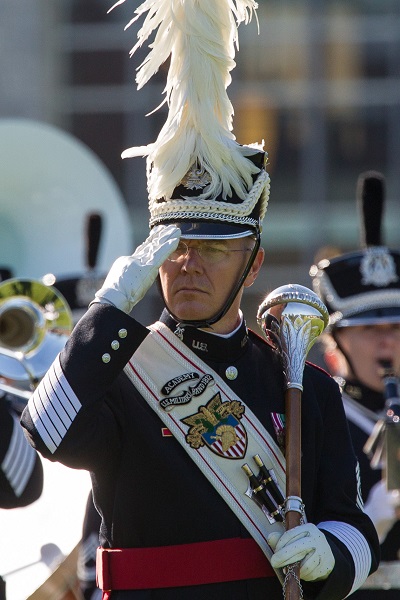 The West Point Band, a premier ensemble, passes in review.