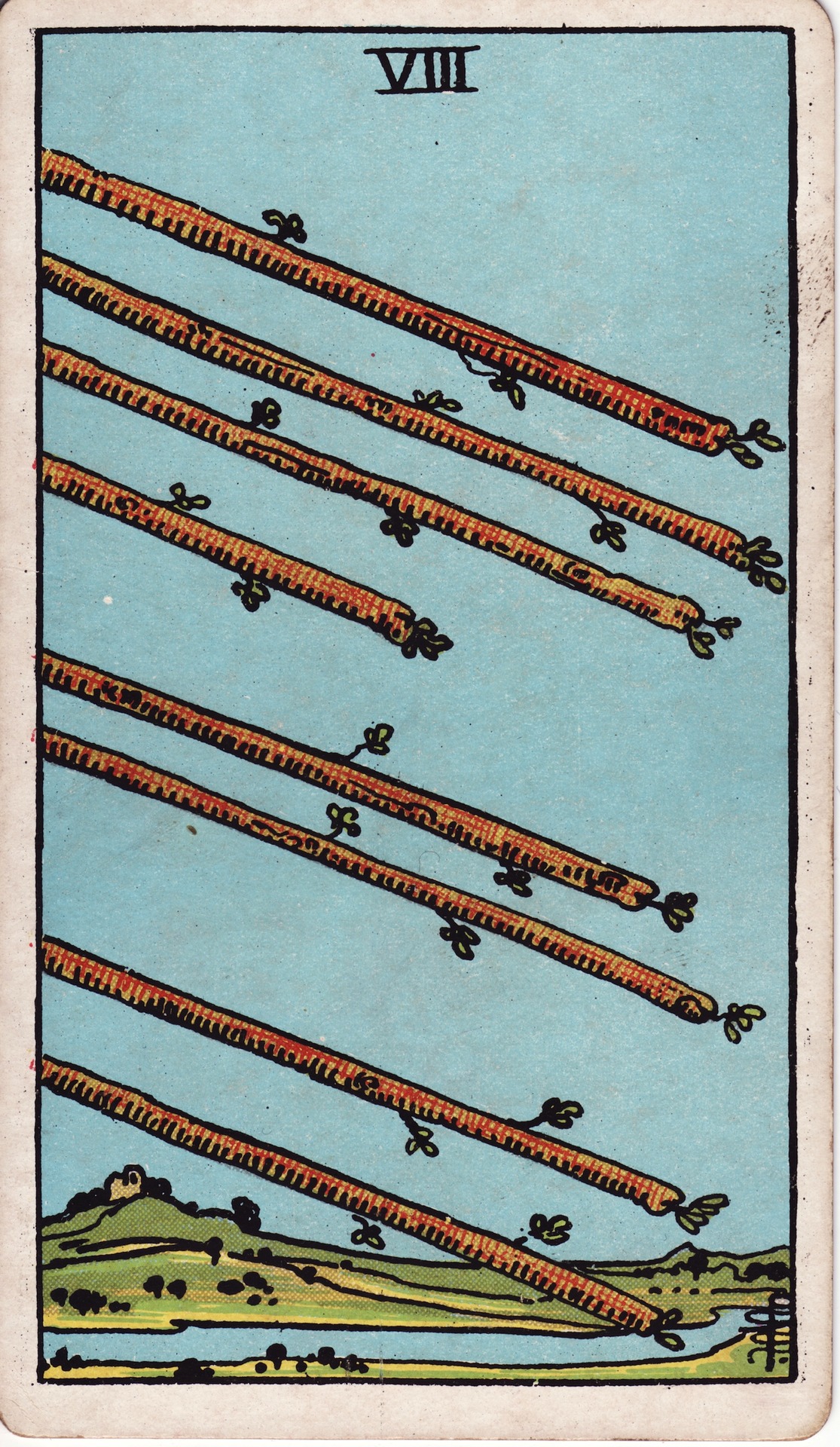 <span class="mw-page-title-main">Eight of Wands</span> Tarot card of the Minor Arcana