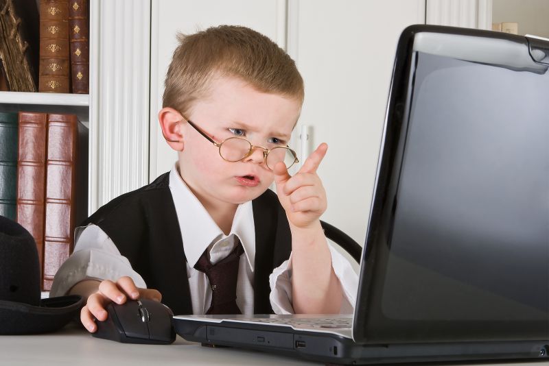 Child pretending to work as an adult