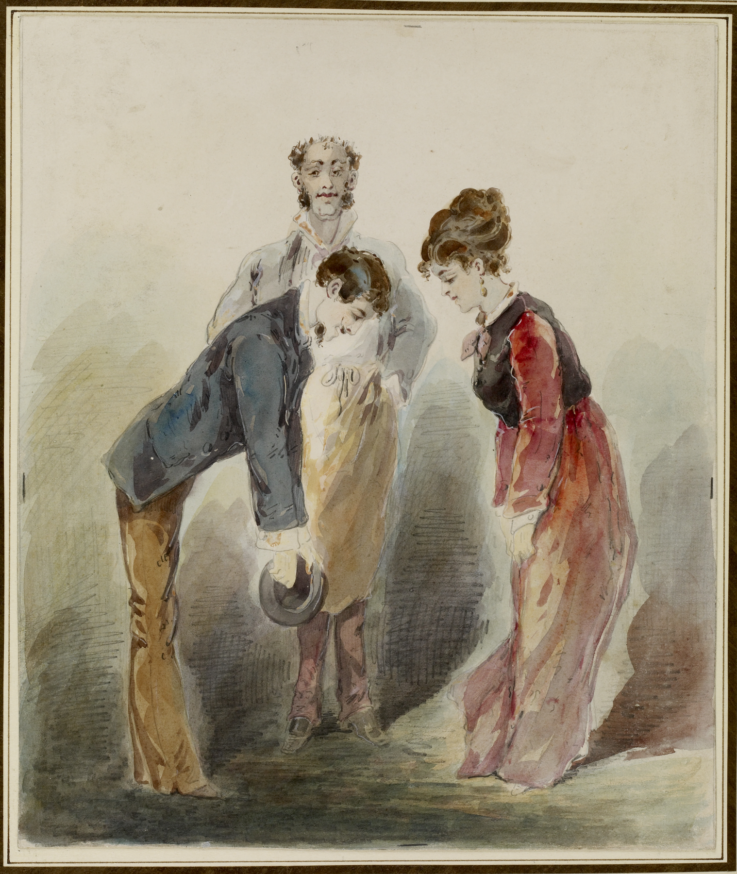 ''Man Bowing to a Woman'', 24.13 x 20.32&nbsp;cm. [[Walters Art Museum