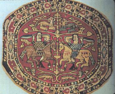 Rondel, wool on linen, 6th century, Syrian or Egyptian Coptic. Cooper Union museum.