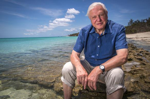 David Attenborough en la [[Gran Barrera de Coral