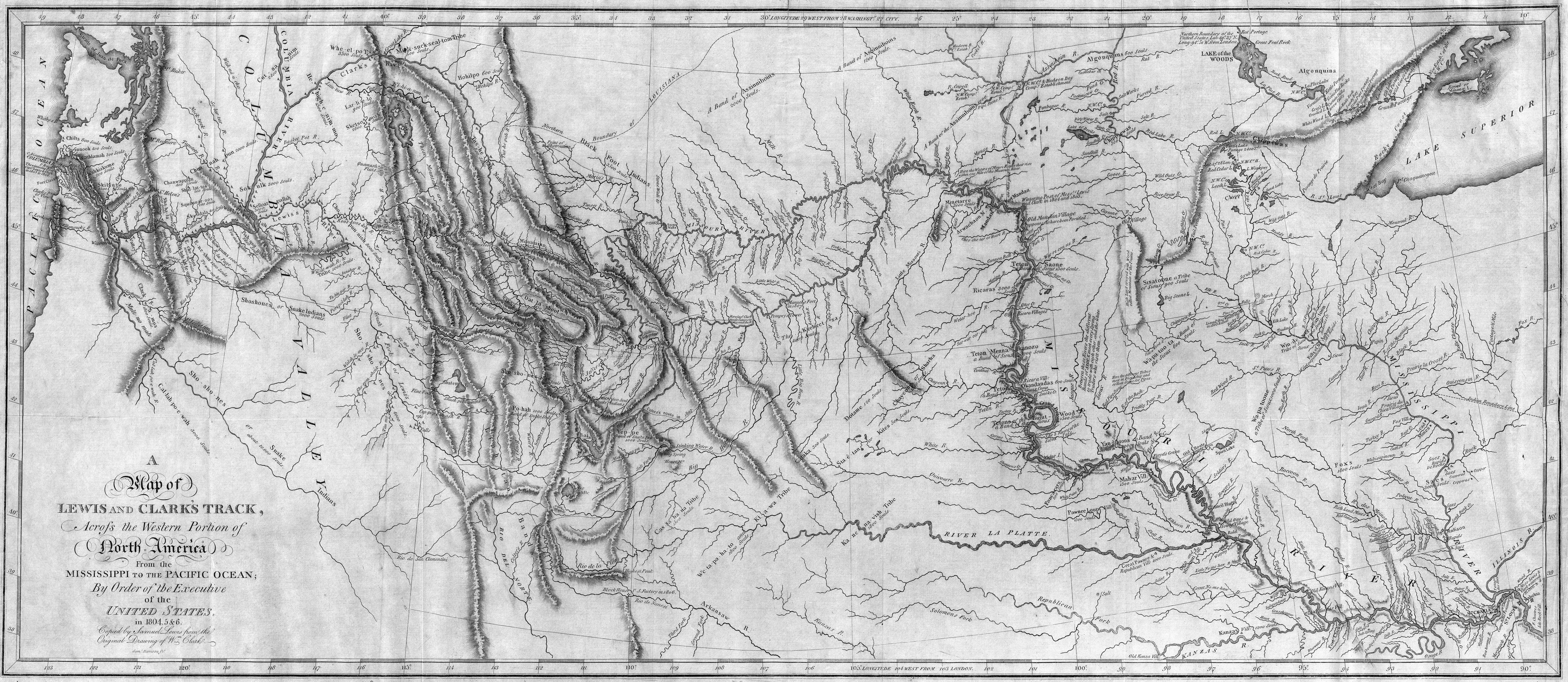 A map of Lewis and Clark's track across the western portion of North  America, from the Mississippi to the Pacific Ocean : by order of the  executive of the United States in