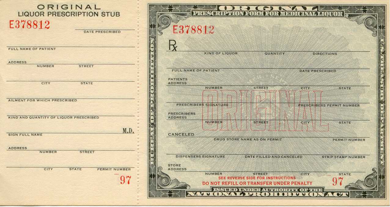 1931 Prohibition Liquor Prescription PHOTO Used Official Medicinal Whiskey Form 