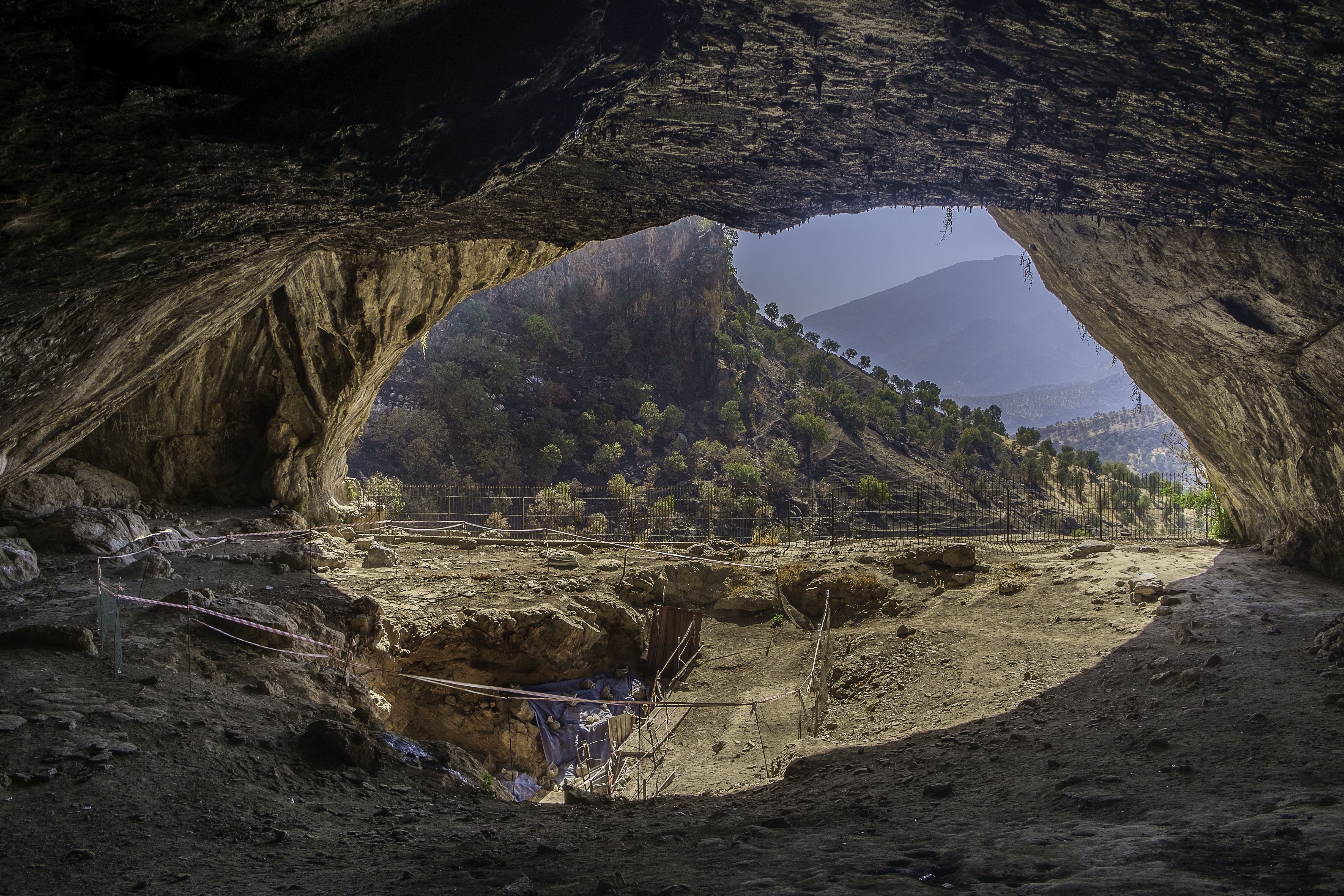 Inside the Shanidar Cave, where the remains of eight adults and two infant [[Neanderthal