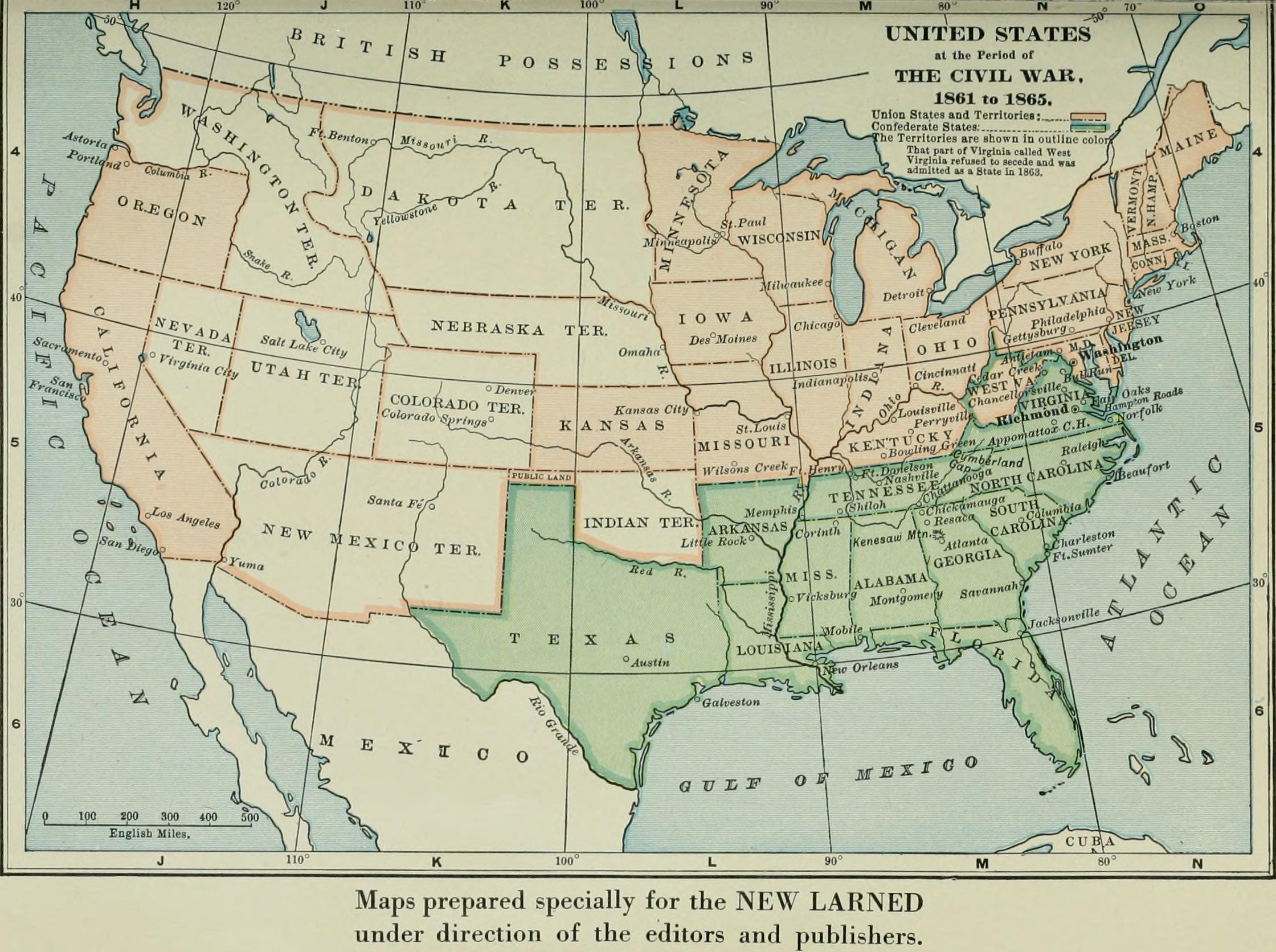 Соединенные штаты америки в середине xix. Карта Штатов США 1861-1865. Рабовладельческие штаты США В 1861-1865. Война севера и Юга в США карта. Карта США 1861.