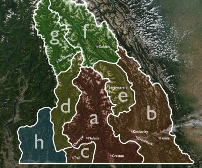 Le varie permutazioni dei confini dei Kootenays