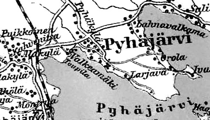 Деревня Лахна-Валкама на финской карте 1923 года