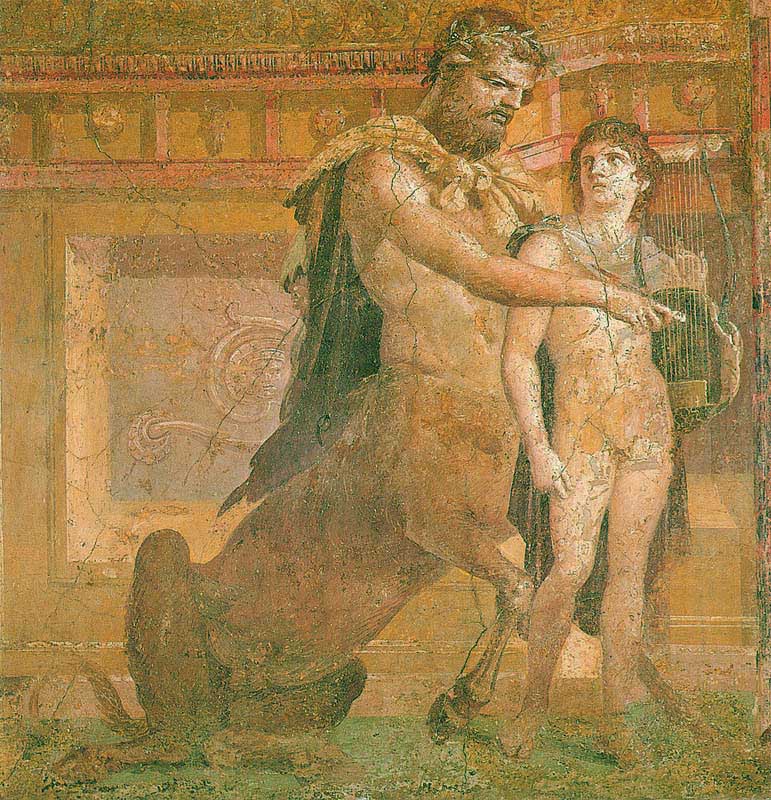 Chiron instructs young Achilles - Ancient Roman fresco.jpg
