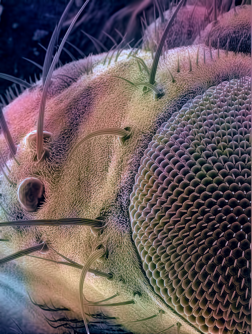 fly under microscope