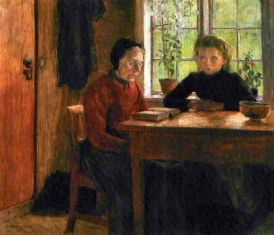 File:Helga Marie Ring Reusch - Interior med lesende kvinne og pike, 1909.jpg
