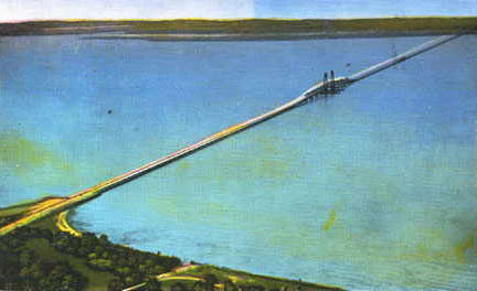 James River Bridge, near Hampton Roads in Virginia. When completed in 1928, it was the longest bridge in the world over water.