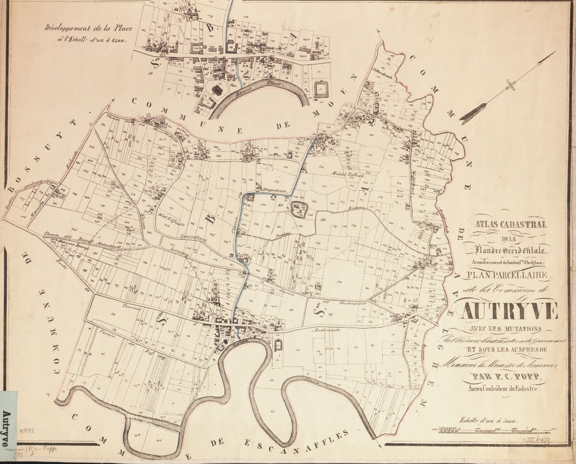 Kadasterplan 1854 Outrijve Popp-kaart.