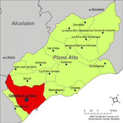 File:Localització de Castelló de la Plana respecte de la Plana Alta.png