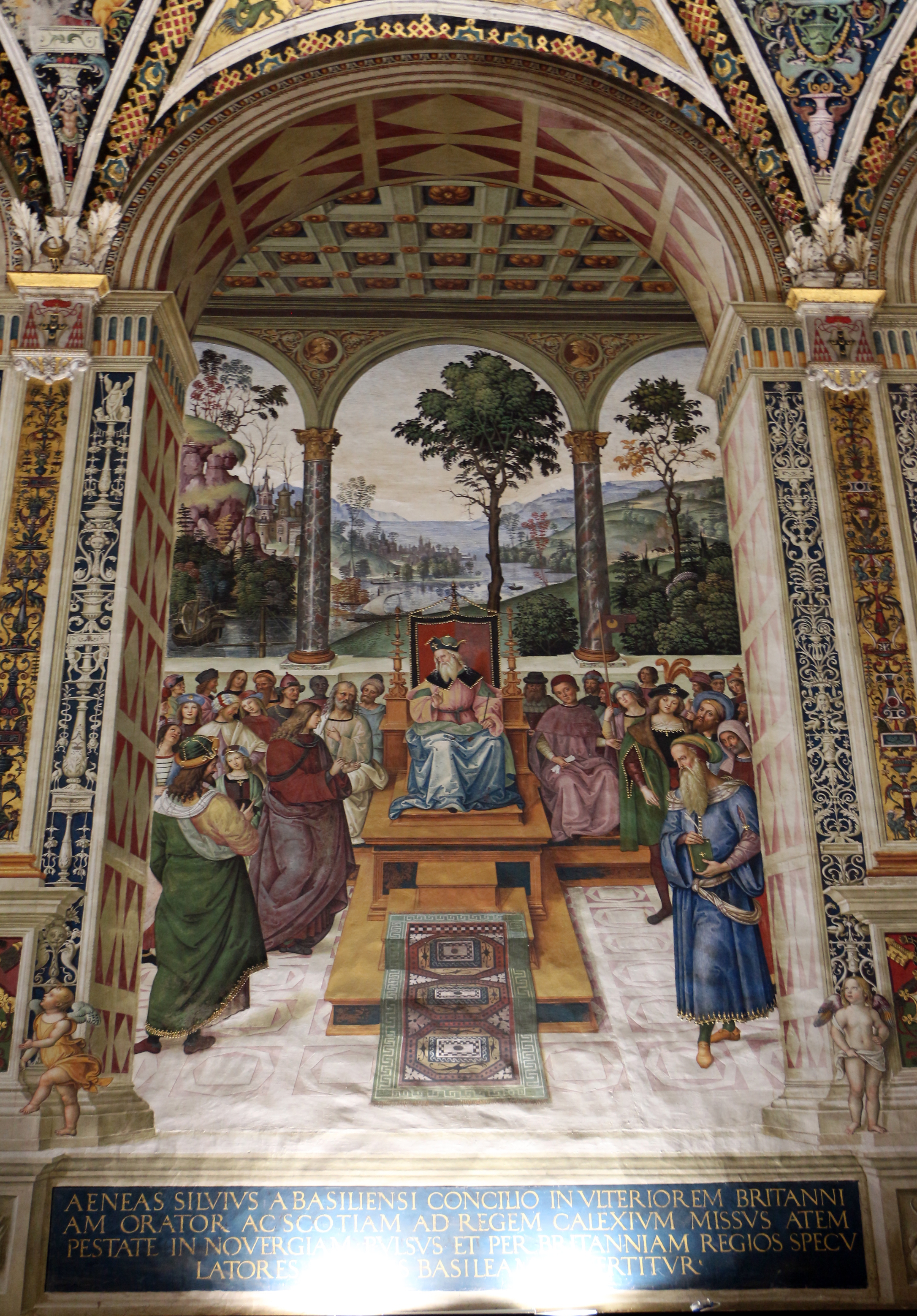 Pinturicchio, Liberia Piccolomini, 1502-07 circa, Enea Silvio Piccolomini ambasciatore alla corte di Scozia