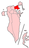 Mapa de Bahréin mostrando la municipalidad de  Al Manamah