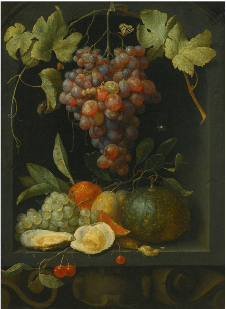 Joris van Son - Still Life with Grapes, a Melon, an Orange, Plums and Oysters in a Stone Niche.jpg