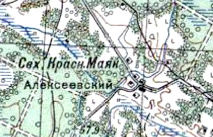 Посёлок совхоза «Красный Маяк» на карте 1940 года