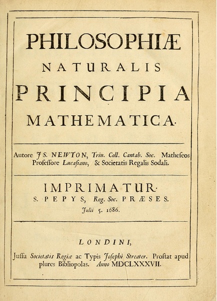 Title page of Sir Isaac Newton's Mathematical Principles of Natural Philosophy (1687)
