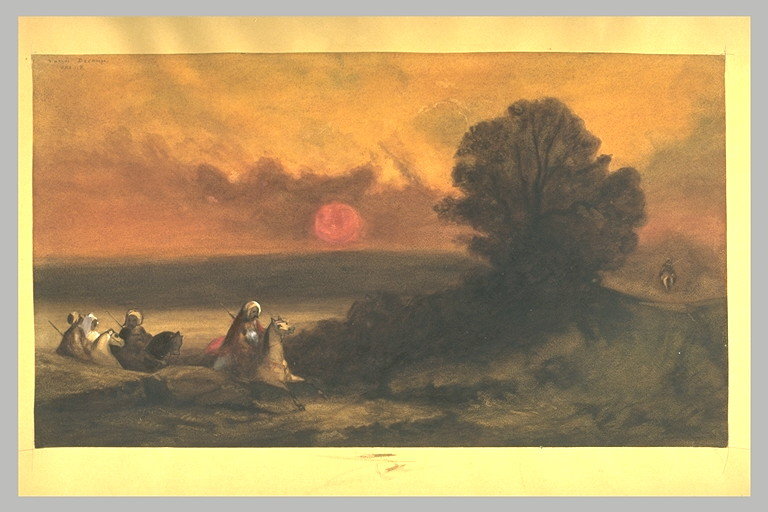 File:Redon - Cavaliers orientaux dans un paysage, au soleil couchant, RF 40900, Recto.jpg