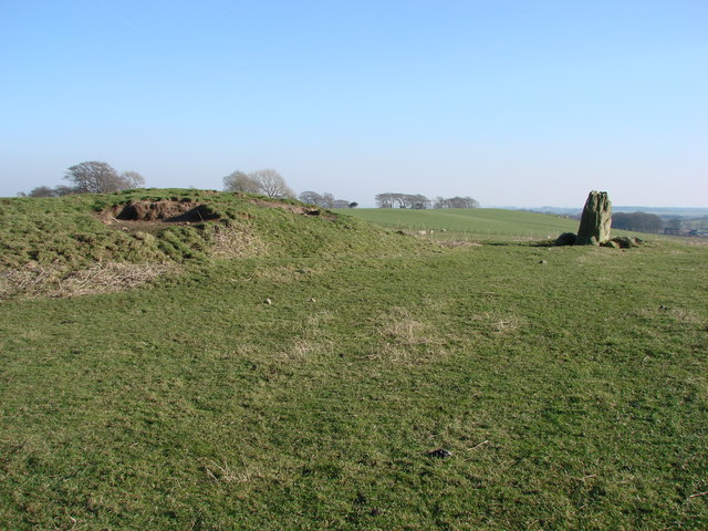 Standing Stone and Tumulus between Shaftoe Crags and Bolam Lake - geograph.org.uk - 948573