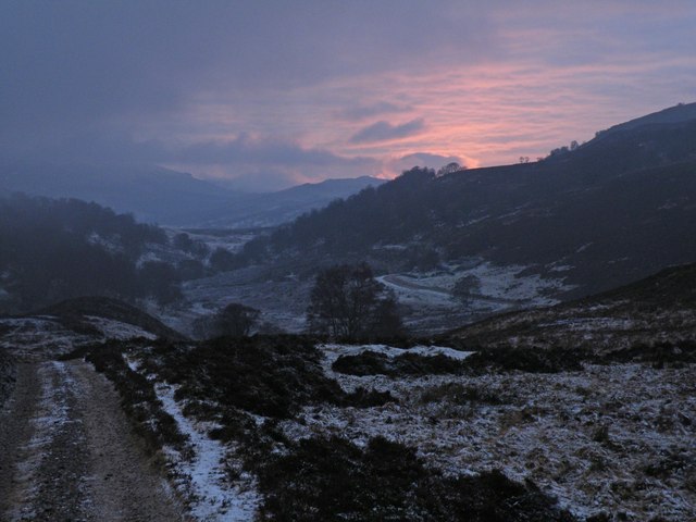 File:Sunset behind Meall a' Cholumain from Wade's Road - geograph.org.uk - 1107154.jpg