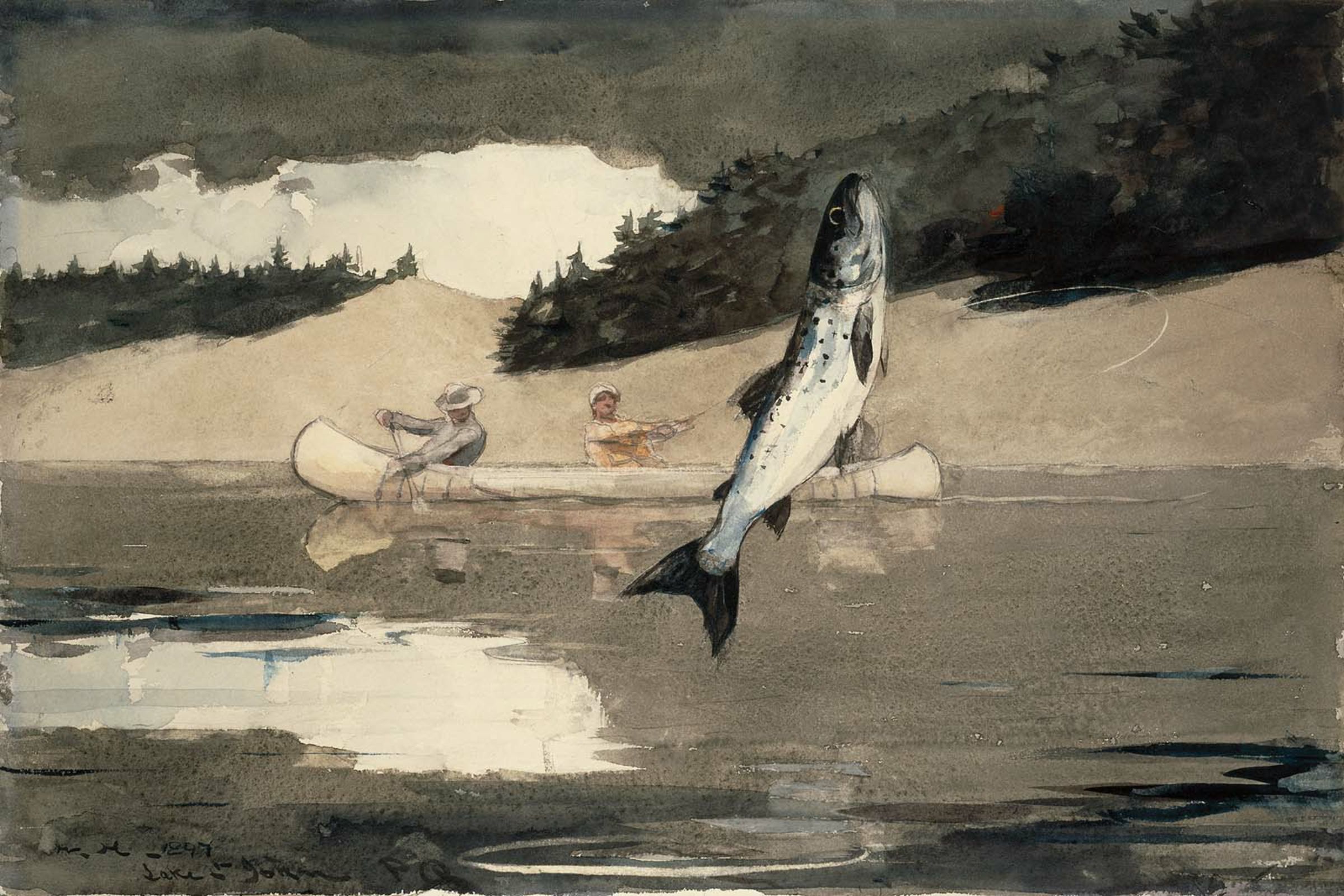 File:Winslow Homer - Ouananiche Fishing, Lake St. John, Province of Quebec  (1897).jpg - Wikimedia Commons