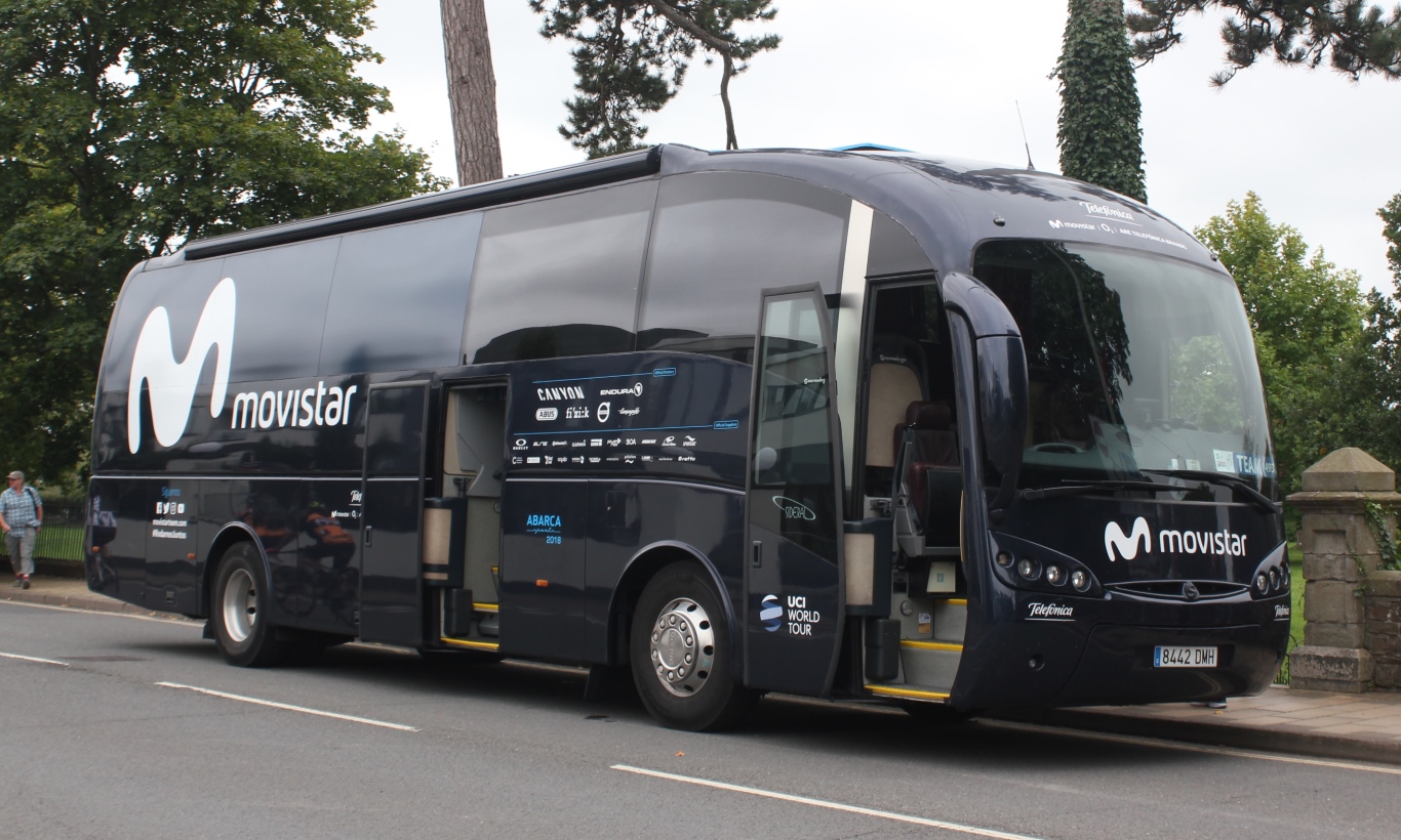 Team coach. Movistar Team Bus.