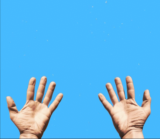 Simulation of the blue field entoptic phenomenon. Note the size of the bright dots in relation to the hand.