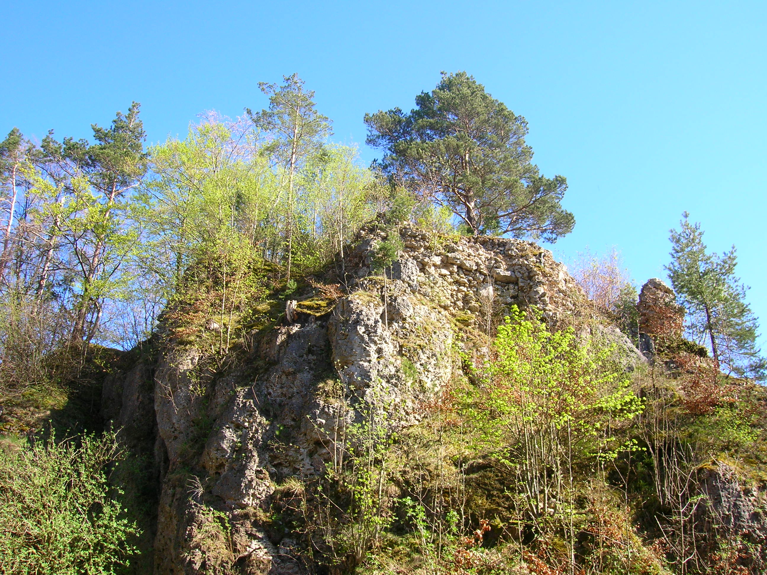 Ansicht der Oberburg der Ruine Hauseck von Nordwesten