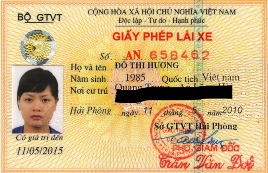 Giấy phép lái xe: \