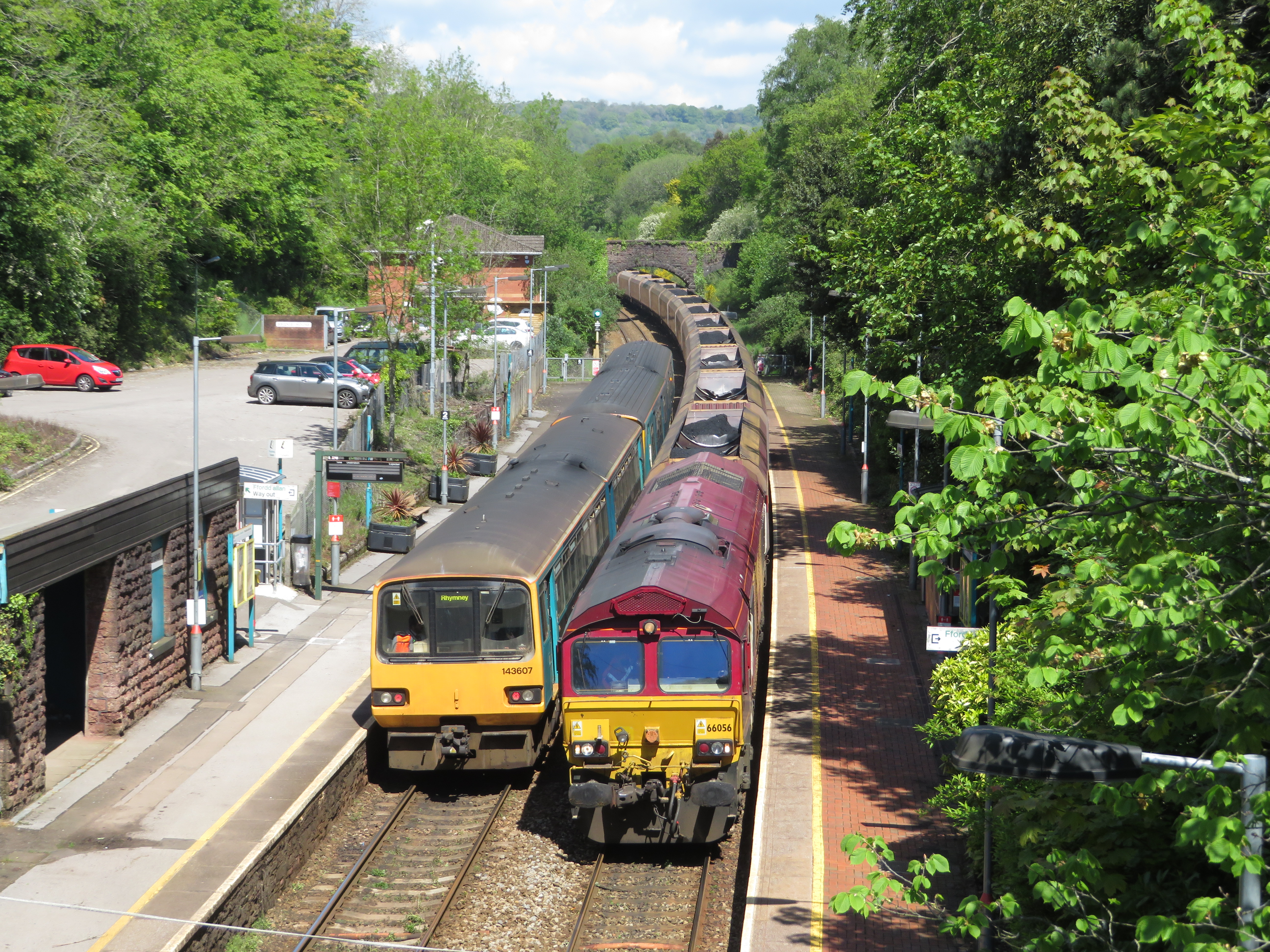 Trains passing