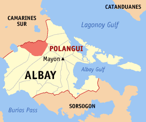 Mapa han Albay nga nagpapakita kon hain nahamutang an Polangui