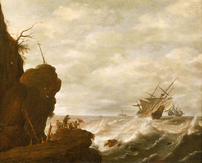 File:Pieter Mulier the Elder - A Dutch Ship in a Breeze off a Rocky Coast.jpg
