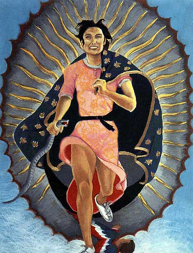 Yolanda Lopez's 1978 rendition of La Virgen de Guadalupe, titled 'Portrait of the Artist as the Virgen of Guadalupe.'