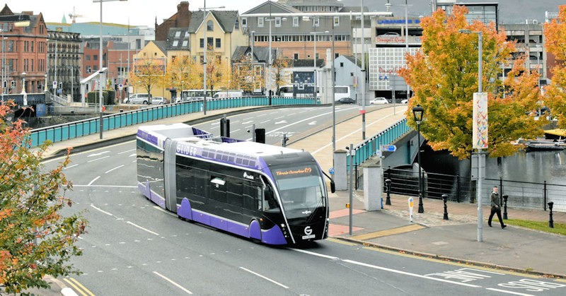 File:"Glider" bus, Queen's Quay, Belfast (October 2018) - geograph.org.uk - 5930919.jpg