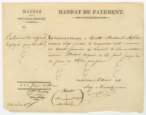 File:Mandat de Payment Nouvelle Orleans 5 Mar 1818.jpg