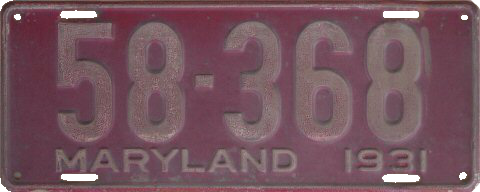 File:Maryland license plate, 1931.png